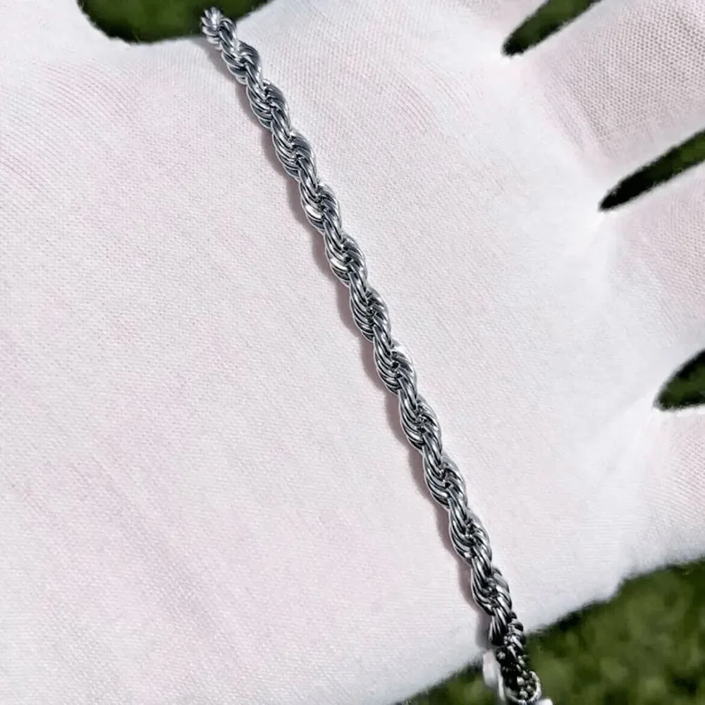 5mm Solid 316L Stainless Steel Mens Twisted Rope Cable Chain Necklace Choker - Picture 8 of 8